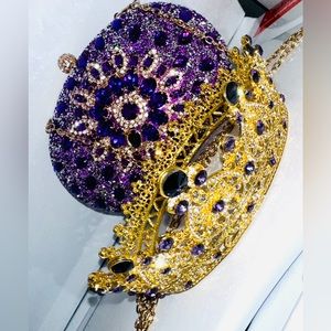 Crown and matching purse purple and golden